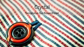  Presentation with action button - PPT theme enhanced with button on a striped background background and a coral colored foreground