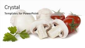  Presentation with champignon mushroom - Beautiful theme featuring button or champignon edible mushroom backdrop and a  colored foreground