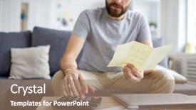  Presentation with payment - PPT theme featuring buttons and counting monthly budget background and a  colored foreground