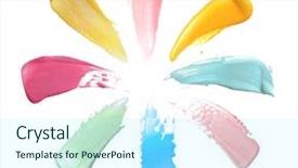  Presentation with brush stroke - PPT theme with buttons design element shadow - abstract acrylic color brush stroke background and a arctic colored foreground