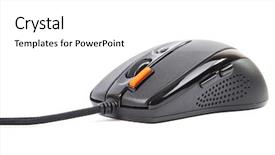  Presentation with computer - Colorful PPT theme enhanced with buttons grey shadow - computer mouse isolated on white backdrop and a  colored foreground