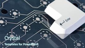  Presentation with key - Colorful slide deck enhanced with buttons grey shadow - enter computer key button backdrop and a ocean colored foreground