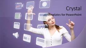  Presentation with modern tech - Beautiful presentation theme featuring buttons on a virtual background backdrop and a  colored foreground