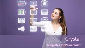  Presentation with high tech - Colorful slide deck enhanced with buttons on a virtual background backdrop and a  colored foreground