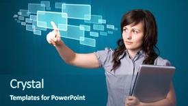  Presentation with high tech - Audience pleasing slides consisting of buttons on a virtual background backdrop and a ocean colored foreground