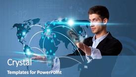  Presentation with touch screen technology - Beautiful presentation featuring buttons with a blue technology backdrop and a teal colored foreground