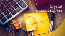  Presentation with note - Colorful presentation enhanced with buy-or-rent-question backdrop and a wine colored foreground