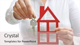  Presentation with real estate - PPT theme featuring buy sell - real estate agent with house background and a soft green colored foreground