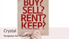  Presentation with for rent - Colorful PPT theme enhanced with buy sell rent keep card backdrop and a lemonade colored foreground