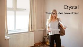  Presentation with first - Presentation theme enhanced with buyer looking at house survey background and a coral colored foreground