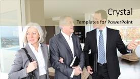  Presentation with senior couple - Audience pleasing presentation consisting of buyer seller - senior couple visiting modern house backdrop and a  colored foreground