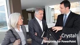  Presentation with senior couple - PPT theme with buyer seller - senior couple visiting modern house background and a  colored foreground