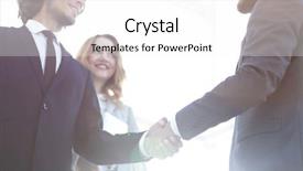  Presentation with blue puzzle handshake - Amazing slides having purchase research - photo of handshake of two backdrop and a light gray colored foreground