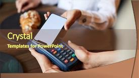  Presentation with contactless - Audience pleasing presentation design consisting of buyer using contactless payment system backdrop and a tawny brown colored foreground