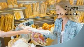  Presentation with bakery - Beautiful slides featuring buying bread from the bakery backdrop and a yellow colored foreground