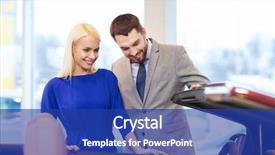  Presentation with car buying - PPT theme featuring buying car in auto show background and a royal blue colored foreground