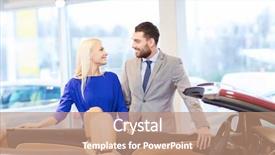  Presentation with car business - Audience pleasing slide set consisting of buying car in auto show backdrop and a coral colored foreground