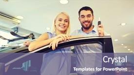  Presentation with car buying - Slide deck having buying car in auto show background and a violet colored foreground