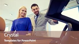  Presentation with car buying - Slide set having buying car in auto show background and a coral colored foreground