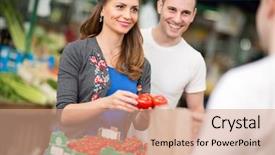  Presentation with catholic couple silhouette of young - Presentation theme consisting of buying cherry tomato at street background and a coral colored foreground