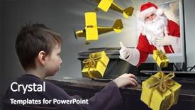  Presentation with gifs christmas - Cool new slide set with eshopping - happy boy buying christmas gifts backdrop and a dark gray colored foreground