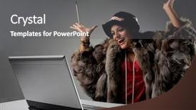  Presentation with laptop - Theme consisting of buying computer - woman with fur and laptop background and a gray colored foreground
