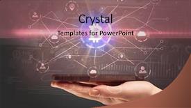  Presentation with bitcoin network - Presentation theme having buying electricity - hand using phone with cryptocurrency background and a  colored foreground