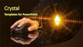  Presentation with cryptocurrency - Colorful slide set enhanced with buying electricty - hand using wireless mouse backdrop and a wine colored foreground