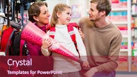 Presentation with school family - Cool new slide deck with buying first day in school backdrop and a  colored foreground