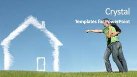  Presentation with dream - Beautiful PPT theme featuring buying first home dream house backdrop and a teal colored foreground