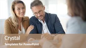  Presentation with real estate prices - PPT layouts featuring digital mortgage - mature couple meeting real-estate agent background and a  colored foreground