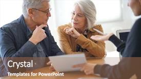  Presentation with housing solutions - Slides featuring senior couple signing housing contract background and a coral colored foreground