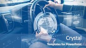  Presentation with car buying - PPT theme enhanced with buying land - technology interface against midsection background and a teal colored foreground