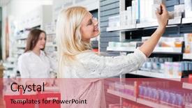  Presentation with medical pharmacy - Amazing presentation theme having buying medicine at pharmacy store backdrop and a coral colored foreground