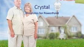  Presentation with new home sales - Presentation theme enhanced with plate covered with powder background and a tawny brown colored foreground