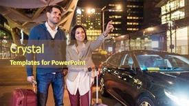  Presentation with city night - PPT layouts with buzz - couple with luggage standing next background and a tawny brown colored foreground