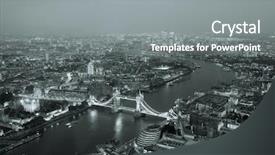  Presentation with london at night - Cool new slide set with bw - london aerial view panorama backdrop and a gray colored foreground