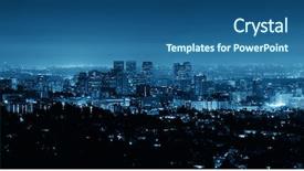  Presentation with urban buildings - PPT theme with bw - los angeles at night background and a  colored foreground