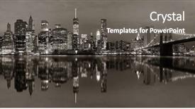  Presentation with brooklyn - Audience pleasing PPT theme consisting of bw - manhattan downtown urban view backdrop and a gray colored foreground