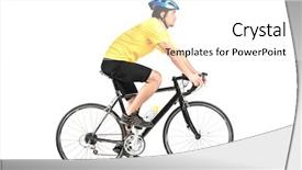  Presentation with moving - Colorful slide set enhanced with bycicle isolated against white background backdrop and a white colored foreground
