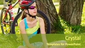  Presentation with cycling and head injury - Slide deck consisting of bycycle - bikes bycycling girl girl rides background and a  colored foreground