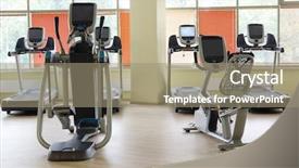  Presentation with sport management - PPT theme consisting of bycycle - interior of a fitness hall background and a  colored foreground