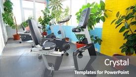  Presentation with sport - Presentation theme enhanced with bycycle - interior of a fitness hall background and a  colored foreground