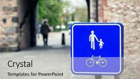  Presentation with pedestrian - Beautiful presentation design featuring bycycle - pedestrian and bicycle zone sign backdrop and a light gray colored foreground