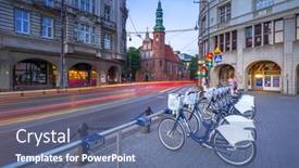  Presentation with gothic architecture - Presentation theme featuring bydgoszcz-poland-august-1-2017 background and a ocean colored foreground