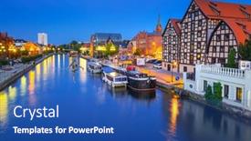  Presentation with gothic architecture - Cool new presentation theme with bydgoszcz-poland-august-1-2017 backdrop and a ocean colored foreground