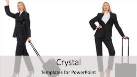  Presentation with white relativity theory - PPT theme having bye - businesswoman with suitcase isolated background and a light gray colored foreground