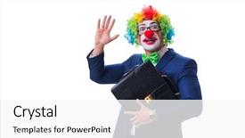  Presentation with clown - PPT theme consisting of bye - funny clown businessman isolated background and a white colored foreground