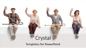  Presentation with skin care for men and women - Cool new theme with bye - senior men and women sitting backdrop and a light gray colored foreground