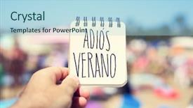  Presentation with seashore - Presentation design consisting of bye summer in spanish handwritten background and a light blue colored foreground